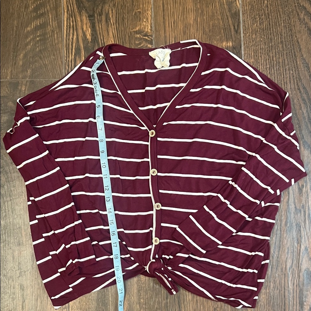 Fantastic Fawn Burgundy Striped Button-Down Shirt